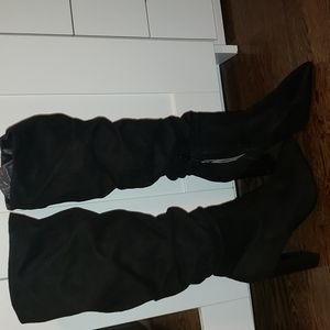 Nwts Express Tall Slouchy Faux Suede Heeled Boots Sz 8
